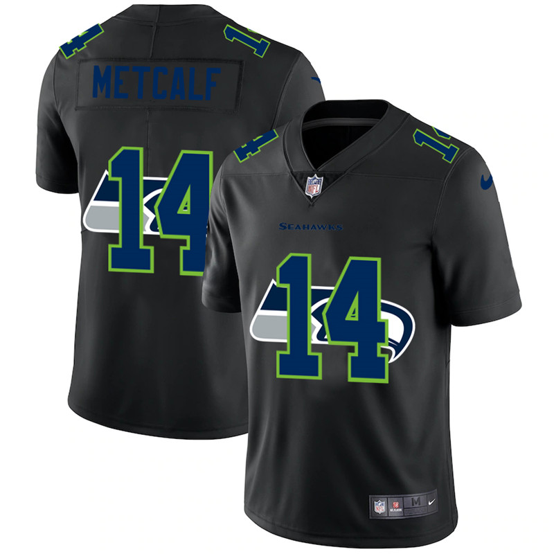 Men's Seattle Seahawks #14 D.K. Metcalf 2020 Black Shadow Logo Limited Stitched Jersey